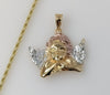 Plated Tri-Color Large Angel 3mm Rope/Braided Chain Necklace