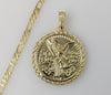 Plated Mexican Centenario 4mm 14K Diamond Cut Figaro Chain Necklace