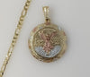 Plated Tri-Color Mexican Centenario 4mm Figaro Chain Necklace