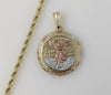 Plated Tri-Color Mexican Centenario 4mm Rope/Braided Chain Necklace
