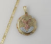 Plated Tri-Color Mexican Centenario 4mm 14K Diamond Cut Figaro Chain Necklace