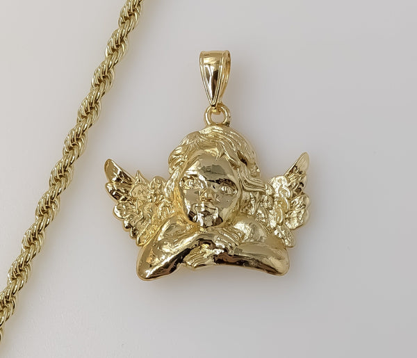 Plated Large Angel 4mm Rope/Braided Chain Necklace