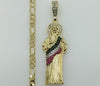 Plated Large Saint Jude 5mm Figaro Chain Necklace