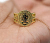 Plated Saint Benedict Adjustable Ring