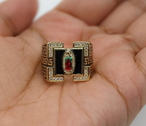 Plated Multicolor Virgin Mary Men Adjustable Ring