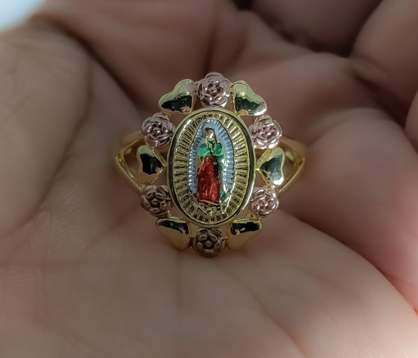 Plated Multicolor Virgin Mary Ring