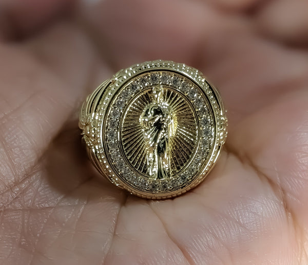 Plated Saint Jude Men Adjustable Ring