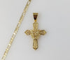 Plated Cross 3mm Figaro Chain Necklace