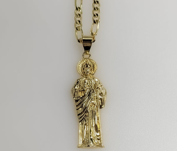 Plated Saint Jude 4mm Figaro Chain Necklace
