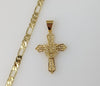 Plated Cross 5mm Figaro Chain Necklace