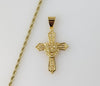 Plated Cross 3mm Rope/Braided Chain Necklace