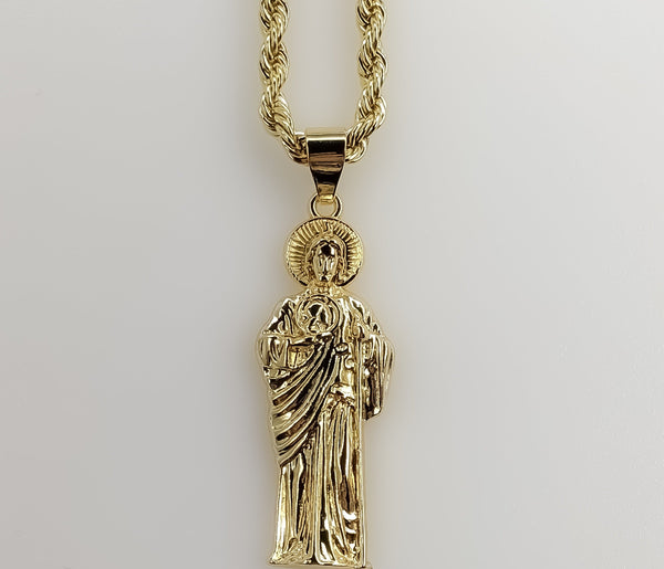 Plated Saint Jude 4mm Rope/Braided Chain Necklace