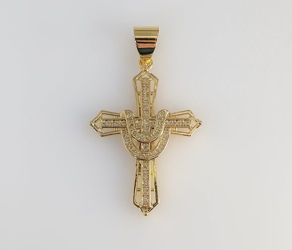 Plated Blinged Cross Pendant