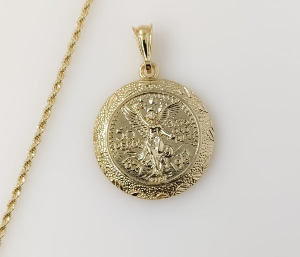 Plated Mexican Centenario 2mm Rope/Braided Chain Necklace