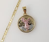 Plated Tri-Color Mexican Centenario 3mm Figaro Chain Necklace