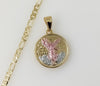 Plated Tri-Color Mexican Centenario 4mm Figaro Chain Necklace