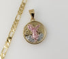 Plated Tri-Color Mexican Centenario 5mm Figaro Chain Necklace