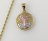 Plated Tri-Color Mexican Centenario 3mm Rope/Braided Chain Necklace