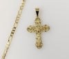 Plated Cross 4mm Figaro Chain Necklace
