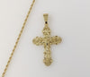 Plated Cross 2mm Rope/Braided Chain Necklace
