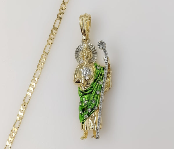 Plated Multicolor Saint Jude 3mm Figaro Chain Necklace