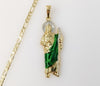 Plated Large Multicolor Saint Jude 4mm Figaro Chain Necklace