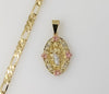 Plated Tri-Color Saint Jude 5mm Figaro Chain Necklace