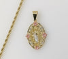 Plated Tri-Color Saint Jude 3mm Rope/Braided Chain Necklace