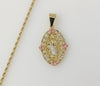 Plated Tri-Color Saint Jude 2mm Rope/Braided Chain Necklace