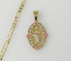 Plated Tri-Color Saint Jude 4mm Figaro Chain Necklace