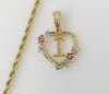 Plated Tri-Color Heart Letter "I" 4mm Rope/Braided Chain Necklace