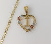 Plated Tri-Color Heart Letter "I" 4mm Star Chain Necklace