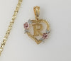 Plated Tri-Color Heart Letter "R" 4mm Star Chain Necklace