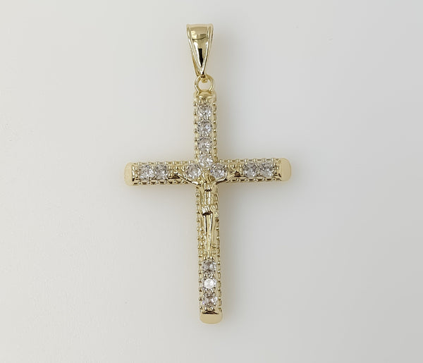 Plated Blinged Cross Pendant