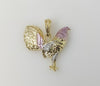 Plated Tri-Color Rooster Pendant
