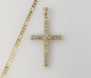 Plated Blinged Cross 3mm Figaro Chain Necklace