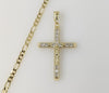 Plated Blinged Cross 4mm Figaro Chain Necklace