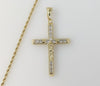 Plated Blinged Cross 2mm Rope/Braided Chain Necklace