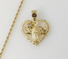 Plated Heart Virgin Mary 2mm Rope/Braided Chain Necklace