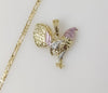 Plated Tri-Color Rooster 3mm Figaro Chain Necklace