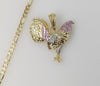 Plated Tri-Color Rooster 4mm Figaro Chain Necklace