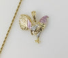 Plated Tri-Color Rooster 3mm Rope/Braided Chain Necklace