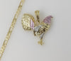 Plated Tri-Color Rooster 4mm 14K Diamond Cut Figaro Chain Necklace