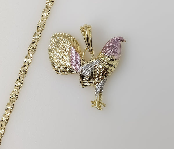 Plated Tri-Color Rooster 4mm Star Chain Necklace
