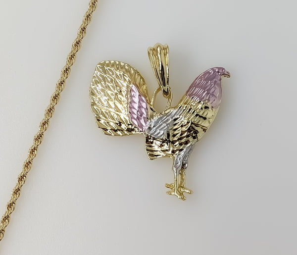 Plated Tri-Color Rooster 2mm Rope/Braided Chain Necklace