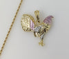 Plated Tri-Color Rooster 2mm Rope/Braided Chain Necklace