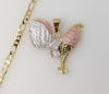 Plated Tri-Color Rooster 4mm Figaro Chain Necklace