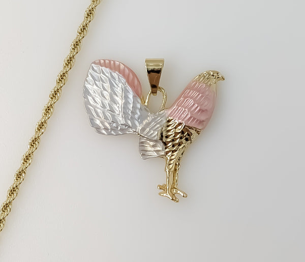 Plated Tri-Color Rooster 3mm Rope/Braided Chain Necklace