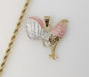Plated Tri-Color Rooster 4mm Rope/Braided Chain Necklace