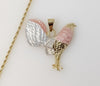 Plated Tri-Color Rooster 2mm Rope/Braided Chain Necklace